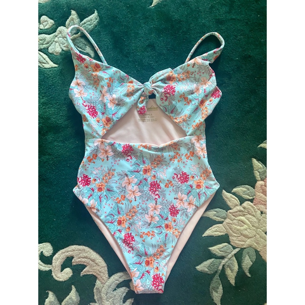 Mahina Swim Blue Floral One Piece Bathing Suit